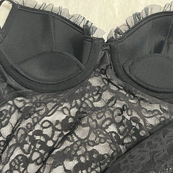 Victoria’s Secret The Lacie Black Lace Babydoll Chemise Sexy Lingerie Nightgow M - Picture 5 of 11